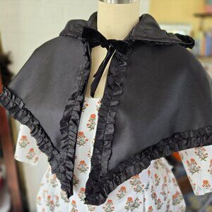 Black satin capelet mantelet for Regency Georgian Nosferatu costume